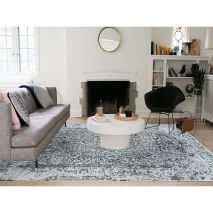 Transitional Wool & Silk Hand Knotted Rug Grey No Border 9.0X12.1 -O065891