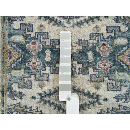 Tribal & Geometric Wool Hand Knotted Rug Ivory Winter White 2.6X11.8 -O065893