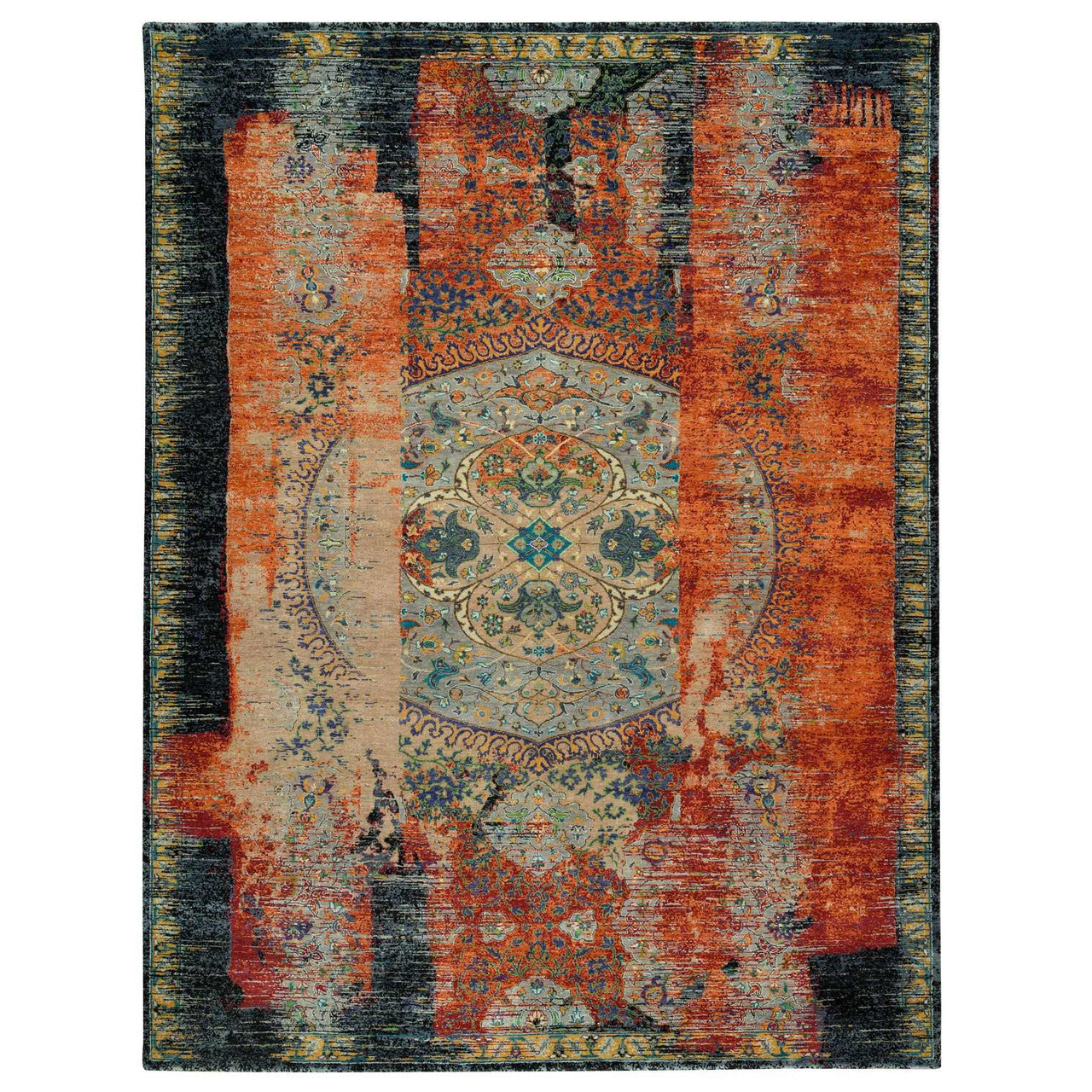 Transitional Wool Hand Knotted Rug Orange No Border 9.2X12.0 -O065896