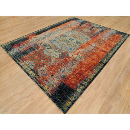 Transitional Wool Hand Knotted Rug Orange No Border 9.2X12.0 -O065896