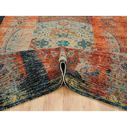 Transitional Wool Hand Knotted Rug Orange No Border 9.2X12.0 -O065896