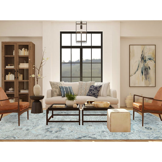 Transitional Wool & Silk Hand Knotted Rug Ivory No Border 10.0X14.1 -O065898