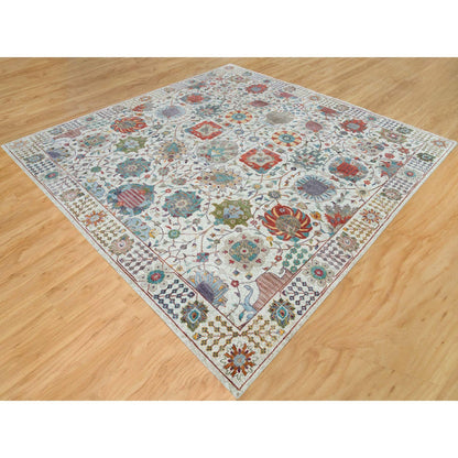 Transitional Wool & Silk Hand Knotted Rug Ivory Ivory 10.1X10.2 -O065899
