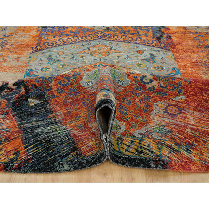 Transitional Wool Hand Knotted Rug Orange No Border 12.1X12.1 -O065900