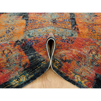 Transitional Wool Hand Knotted Rug Orange No Border 8.1X8.0 -O065903