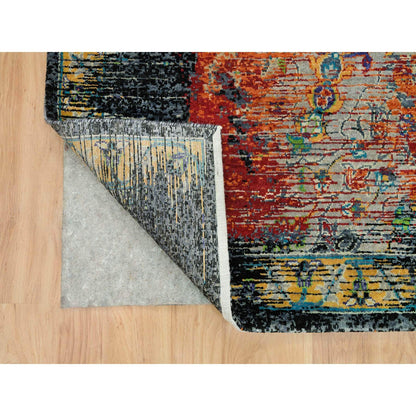 Transitional Wool Hand Knotted Rug Orange No Border 10.2X10.2 -O065904