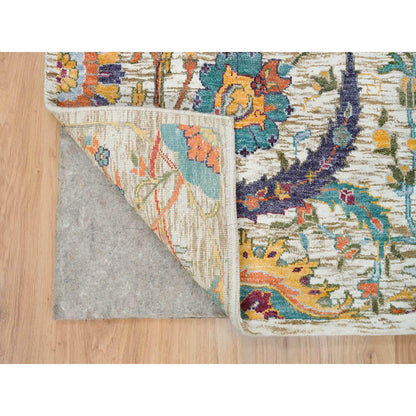 Transitional Wool & Silk Hand Knotted Rug Beige No Border 5.3X7.2 -O065911