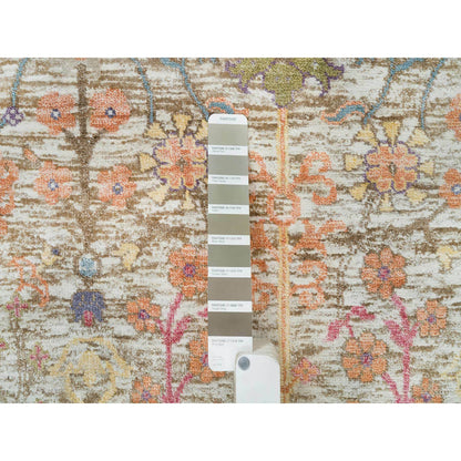 Wool and Silk Wool & Silk Hand Knotted Rug Brown Taupe 4.3X10.0 -O065912