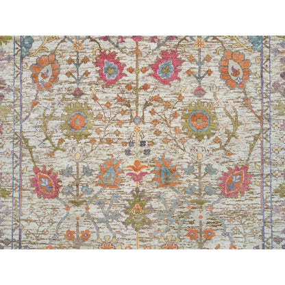 Wool and Silk Wool & Silk Hand Knotted Rug Brown Taupe 4.3X10.0 -O065912