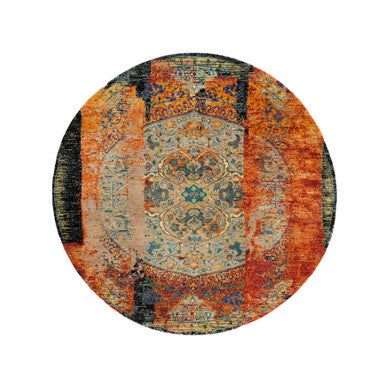 Transitional Wool Hand Knotted Rug Orange No Border 6.1X6.1 -O065913