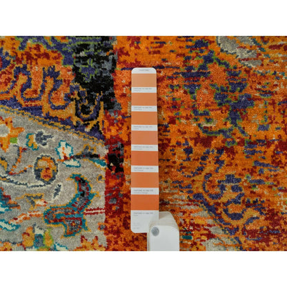 Transitional Wool Hand Knotted Rug Orange No Border 6.1X6.1 -O065913