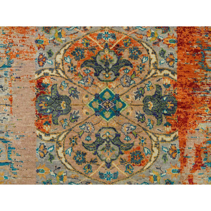 Transitional Wool Hand Knotted Rug Orange No Border 6.1X6.1 -O065913