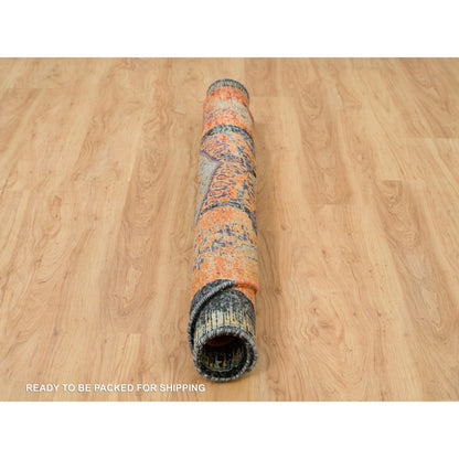 Transitional Wool Hand Knotted Rug Orange No Border 6.1X6.1 -O065913