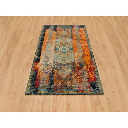 Transitional Wool Hand Knotted Rug Orange No Border 4.1X6.0 -O065914