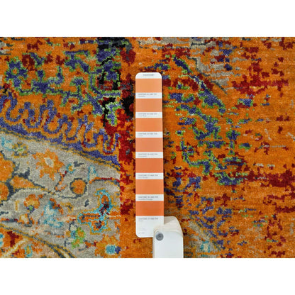 Transitional Wool Hand Knotted Rug Orange No Border 4.1X6.0 -O065914
