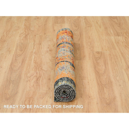 Transitional Wool Hand Knotted Rug Orange No Border 4.1X6.0 -O065914