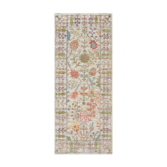 Wool and Silk Wool & Silk Hand Knotted Rug Brown Taupe 2.6X6.2 -O065915