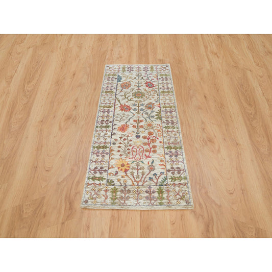 Wool and Silk Wool & Silk Hand Knotted Rug Brown Taupe 2.6X6.2 -O065915