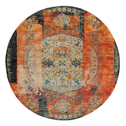 Transitional Wool Hand Knotted Rug Orange No Border 8.1X8.1 -O065919
