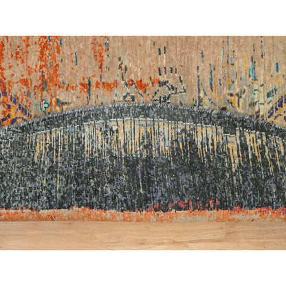 Transitional Wool Hand Knotted Rug Orange No Border 8.1X8.1 -O065919