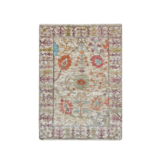 Wool and Silk Wool & Silk Hand Knotted Rug Brown Taupe 2.2X3.1 -O065923