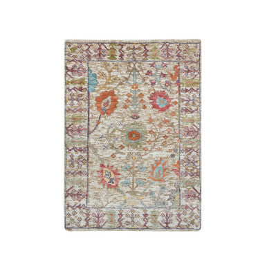 Wool and Silk Wool & Silk Hand Knotted Rug Brown Taupe 2.2X3.1 -O065923