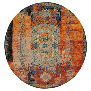 Transitional Wool Hand Knotted Rug Orange No Border 10.0X10.0 -O065924