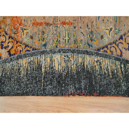 Transitional Wool Hand Knotted Rug Orange No Border 10.0X10.0 -O065924