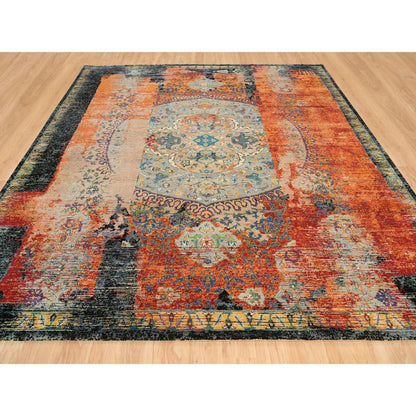 Transitional Wool Hand Knotted Rug Orange No Border 12.1X12.1 -O065926