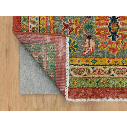 Oushak And Peshawar Wool Hand Knotted Rug Red Artichoke Green 14.0X14.0 -O065928