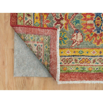 Oushak And Peshawar Wool Hand Knotted Rug Red Artichoke Green 14.0X16.5 -O065930