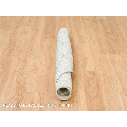 Transitional Wool & Silk Hand Knotted Rug Ivory No Border 5.0X5.0 -O065934