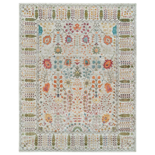 Wool and Silk Wool & Silk Hand Knotted Rug Brown Taupe 12.1X15.4 -O065936