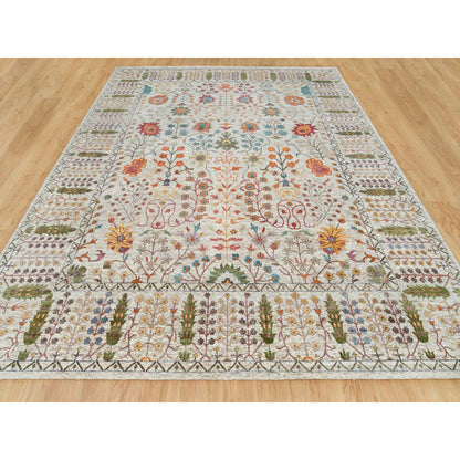 Wool and Silk Wool & Silk Hand Knotted Rug Brown Taupe 12.1X15.4 -O065936