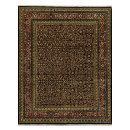 Fine Oriental Wool Hand Knotted Rug Black Red 8.1X10.1 -O065938