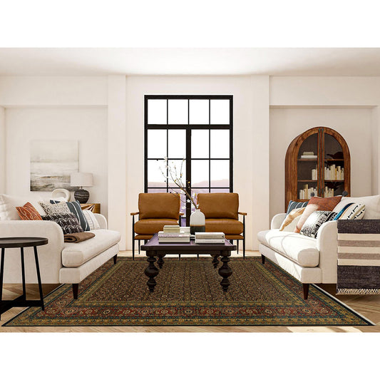 Fine Oriental Wool Hand Knotted Rug Black Red 8.1X10.1 -O065938