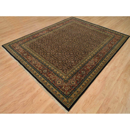 Fine Oriental Wool Hand Knotted Rug Black Red 8.1X10.1 -O065938