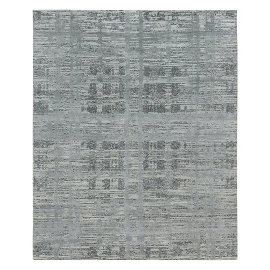 Modern and Contemporary Wool Hand Knotted Rug Grey No Border 8.0X10.0 -O065945