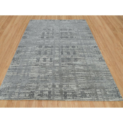 Modern and Contemporary Wool Hand Knotted Rug Grey No Border 8.0X10.0 -O065945