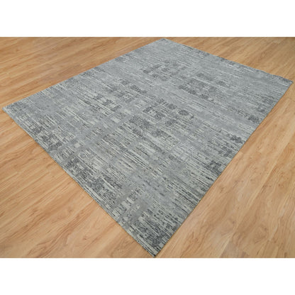 Modern and Contemporary Wool Hand Knotted Rug Grey No Border 8.0X10.0 -O065945
