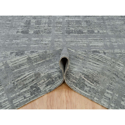 Modern and Contemporary Wool Hand Knotted Rug Grey No Border 8.0X10.0 -O065945