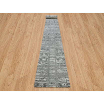 Modern and Contemporary Wool Hand Knotted Rug Grey No Border 2.7X25.6 -O065956