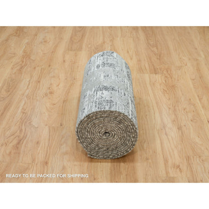 Modern and Contemporary Wool Hand Knotted Rug Grey No Border 2.7X25.6 -O065956