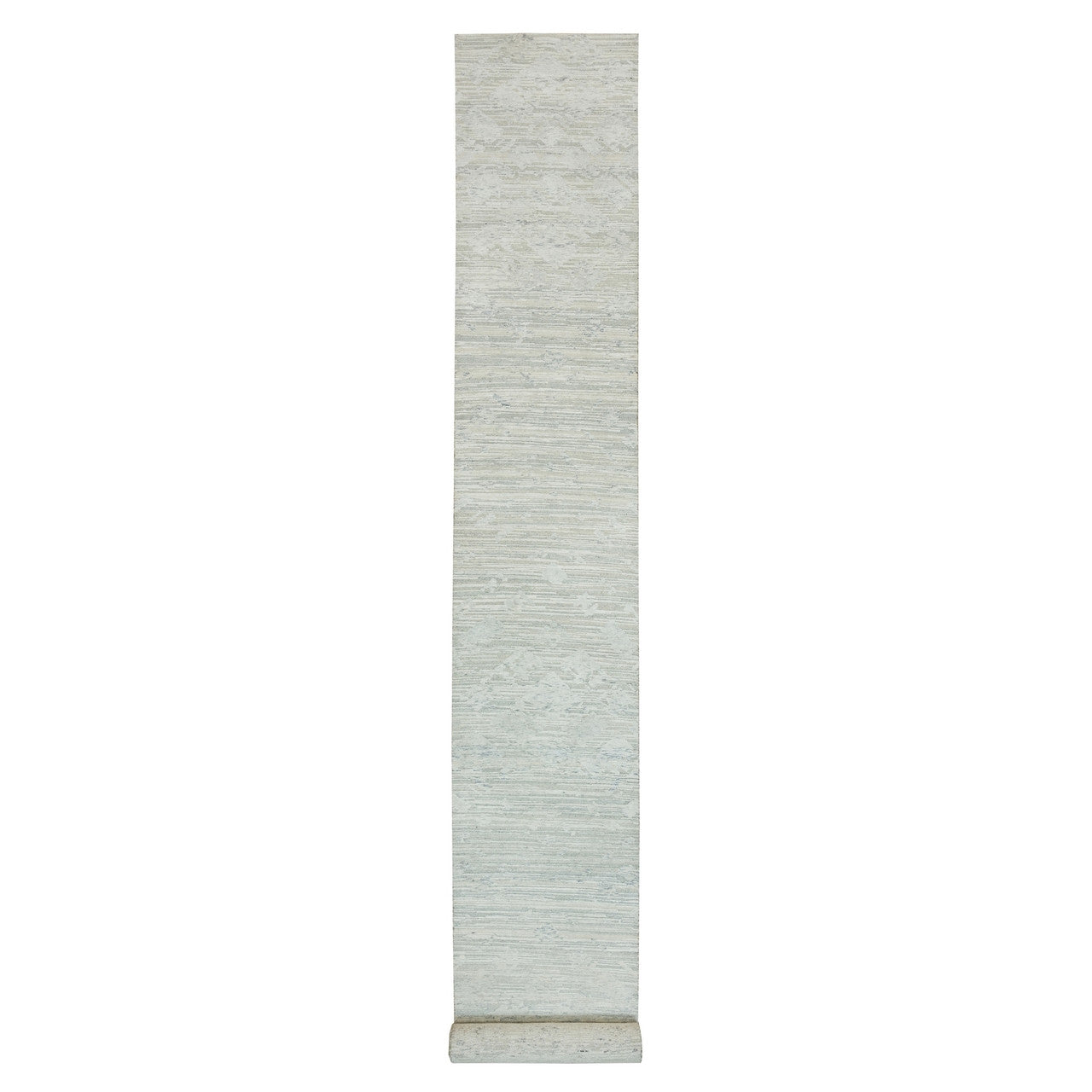 Gray 2'7" x 22'0" Modern and Contemporary Hand knotted Wool Rug - Sku: O065957