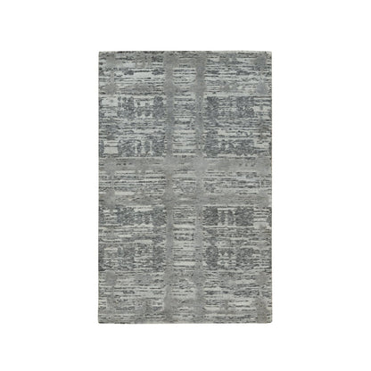 Modern and Contemporary Wool Hand Knotted Rug Grey No Border 3.0X5.1 -O065961