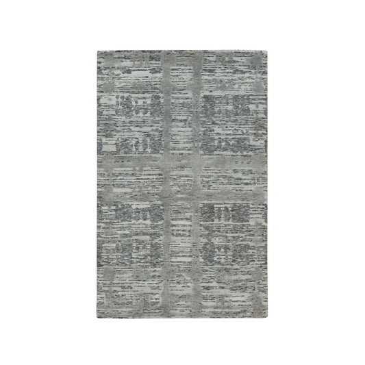 Modern and Contemporary Wool Hand Knotted Rug Grey No Border 3.0X5.1 -O065961