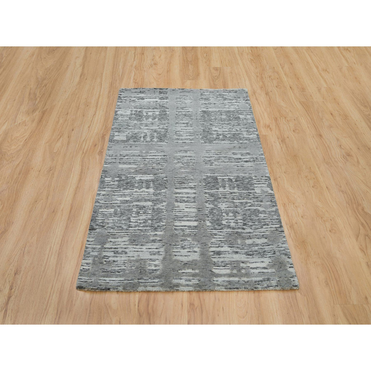Modern and Contemporary Wool Hand Knotted Rug Grey No Border 3.0X5.1 -O065961