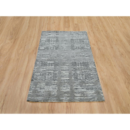Modern and Contemporary Wool Hand Knotted Rug Grey No Border 3.0X5.1 -O065961