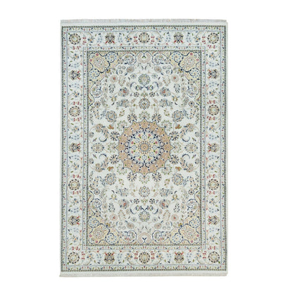 Fine Oriental Wool Hand Knotted Rug Ivory Ivory 6.1X9.1 -O065967