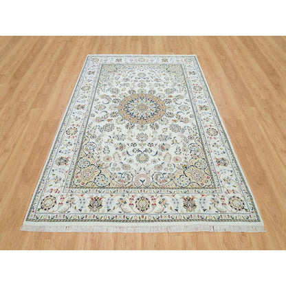 Fine Oriental Wool Hand Knotted Rug Ivory Ivory 6.1X9.1 -O065967